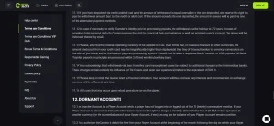 MateSlots terms section covering identity verification before a payout